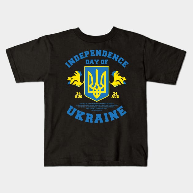 Independence Day Of Ukraine peace sign Ukraine Coat of Arms tryzub T-Shirt Kids T-Shirt by Vive Hive Atelier
